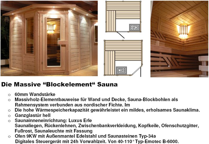 Blockbohlenelementsauna