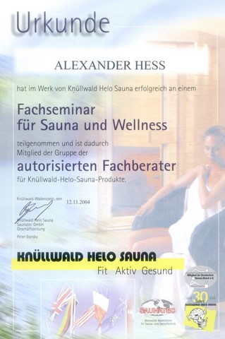 Fachberater Knüllwald helo Sauna